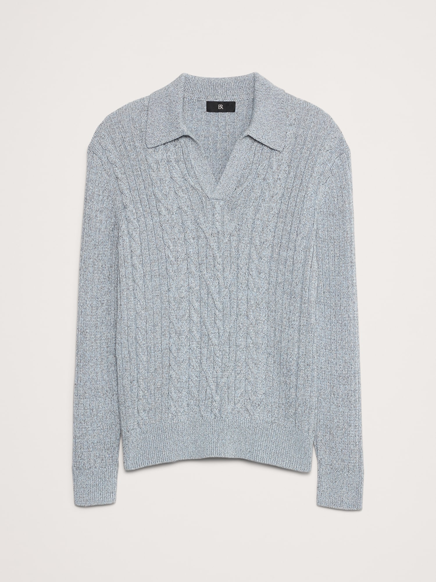 Relaxed Cotton Cable-Knit Sweater Polo