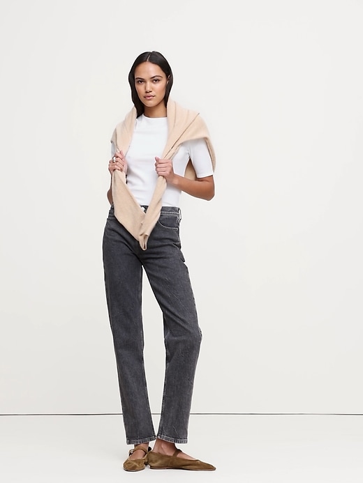 Ribbed Elbow-Sleeve T-Shirt | Banana Republic