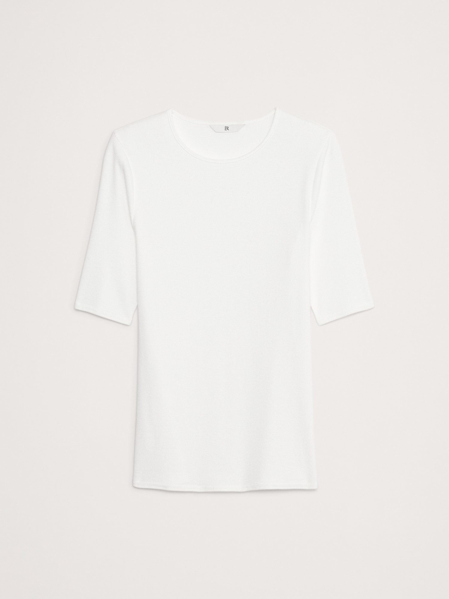 Ribbed Elbow-Sleeve T-Shirt