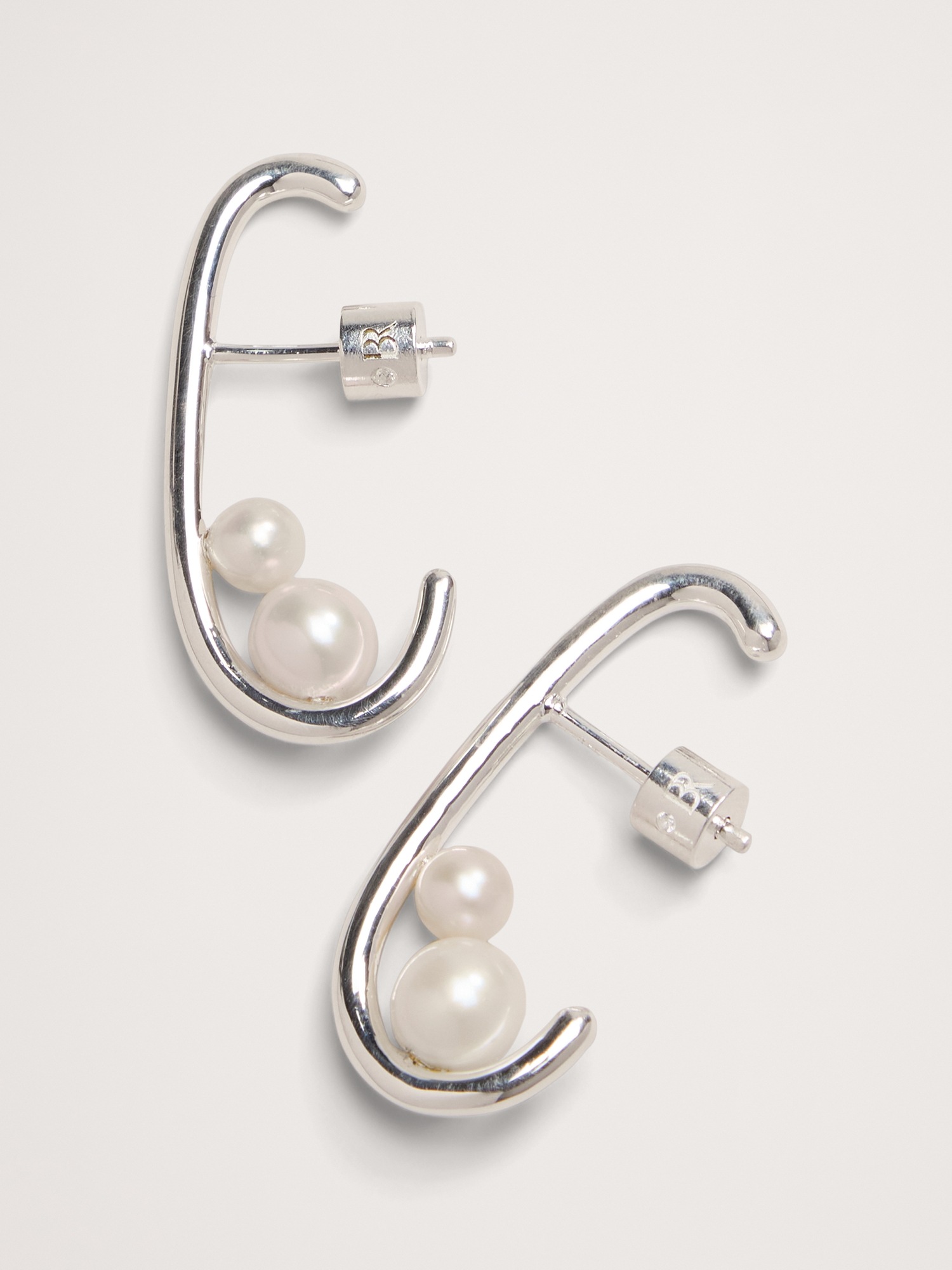 Женские серьги Banana Republic Pearl Duo, цвет: Серебряный — фото 3