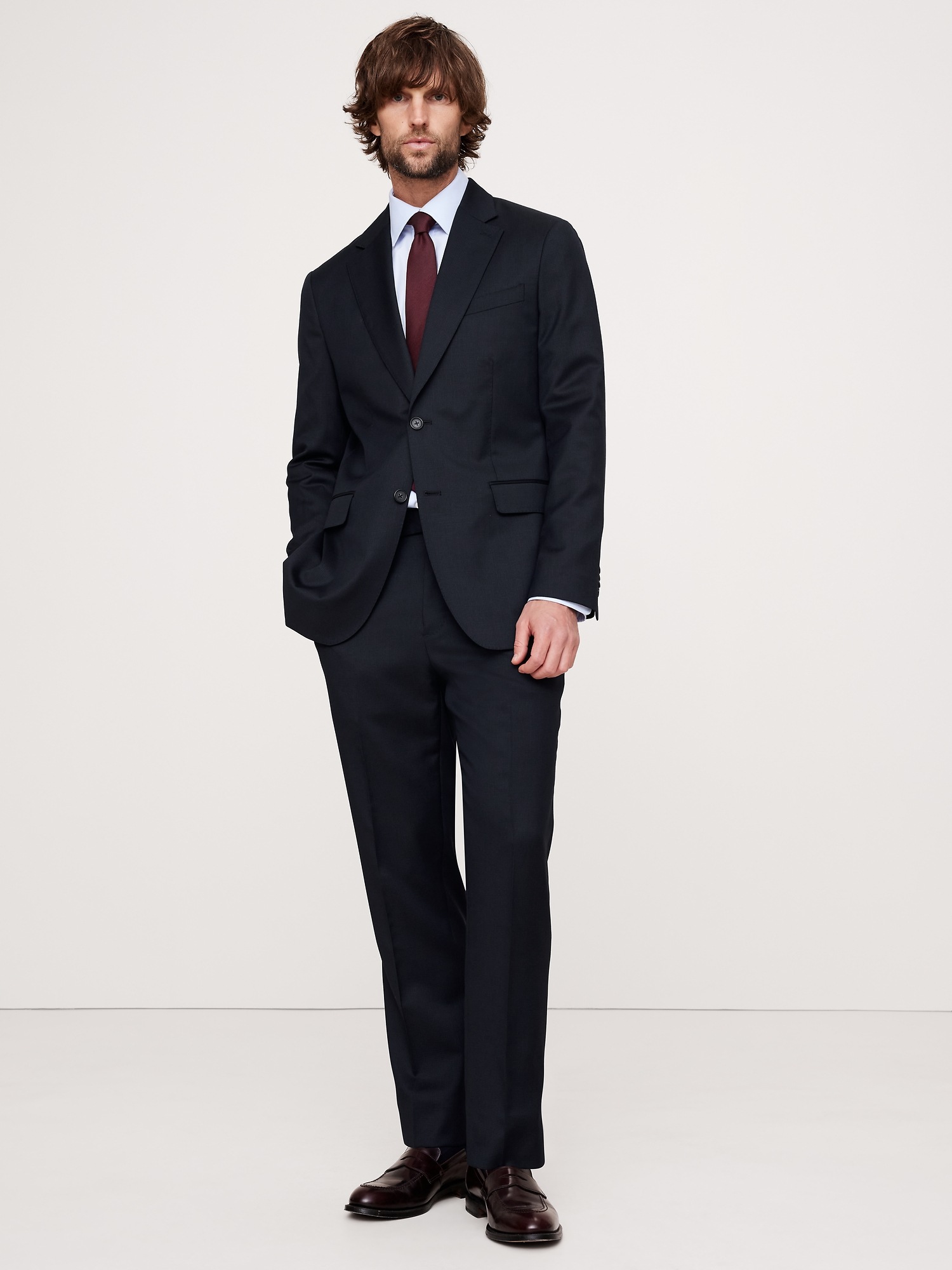 Мужской пиджак Banana Republic Signature Italian Houndstooth Suit, цвет: Тёмно-синий — фото 5