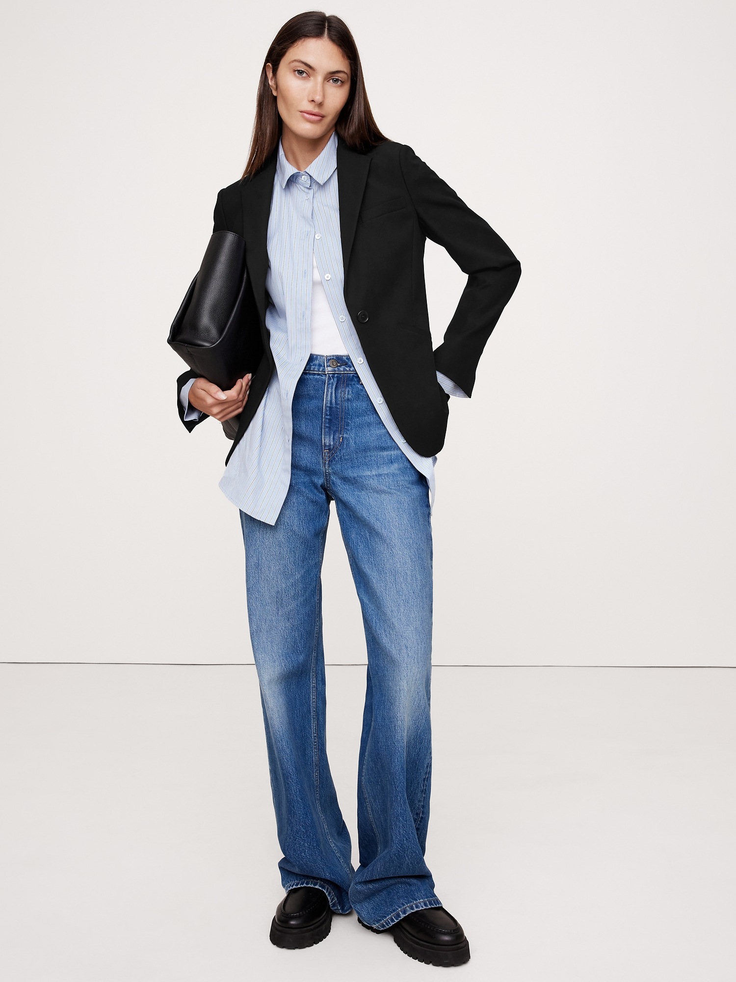 Женский пиджак Banana Republic Slim Refined Blazer, цвет: Чёрный