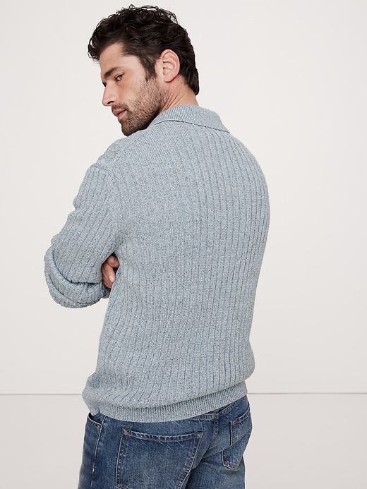 Relaxed Cotton Cable-Knit Sweater Polo | Banana Republic