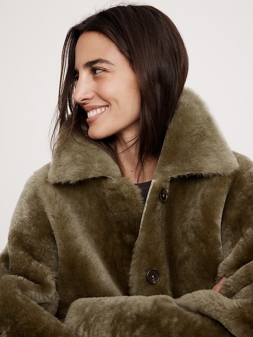 Reversible Shearling Car Coat | Banana Republic