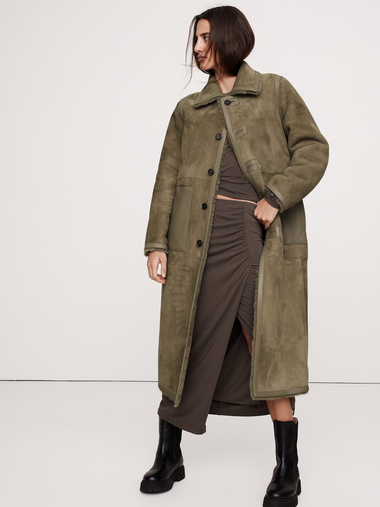 Reversible Shearling Car Coat