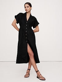 【関税&送料込】Patou Black Poplin Shirt Dress Black Black Cotton Poplin Shirt Dress | GANNI US