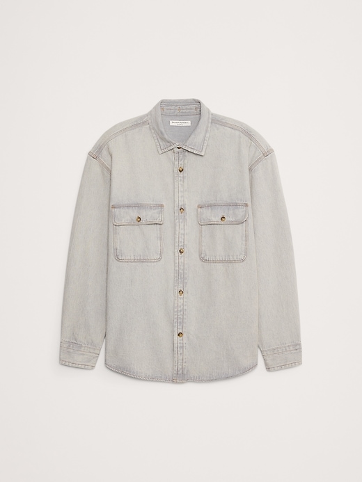 ☆BANANA REPUBLIC☆Relaxed-Fit Denim Short-Sleeve Shirt ecru Relaxed-Fit Denim Short-Sleeve Shirt | Banana Republic