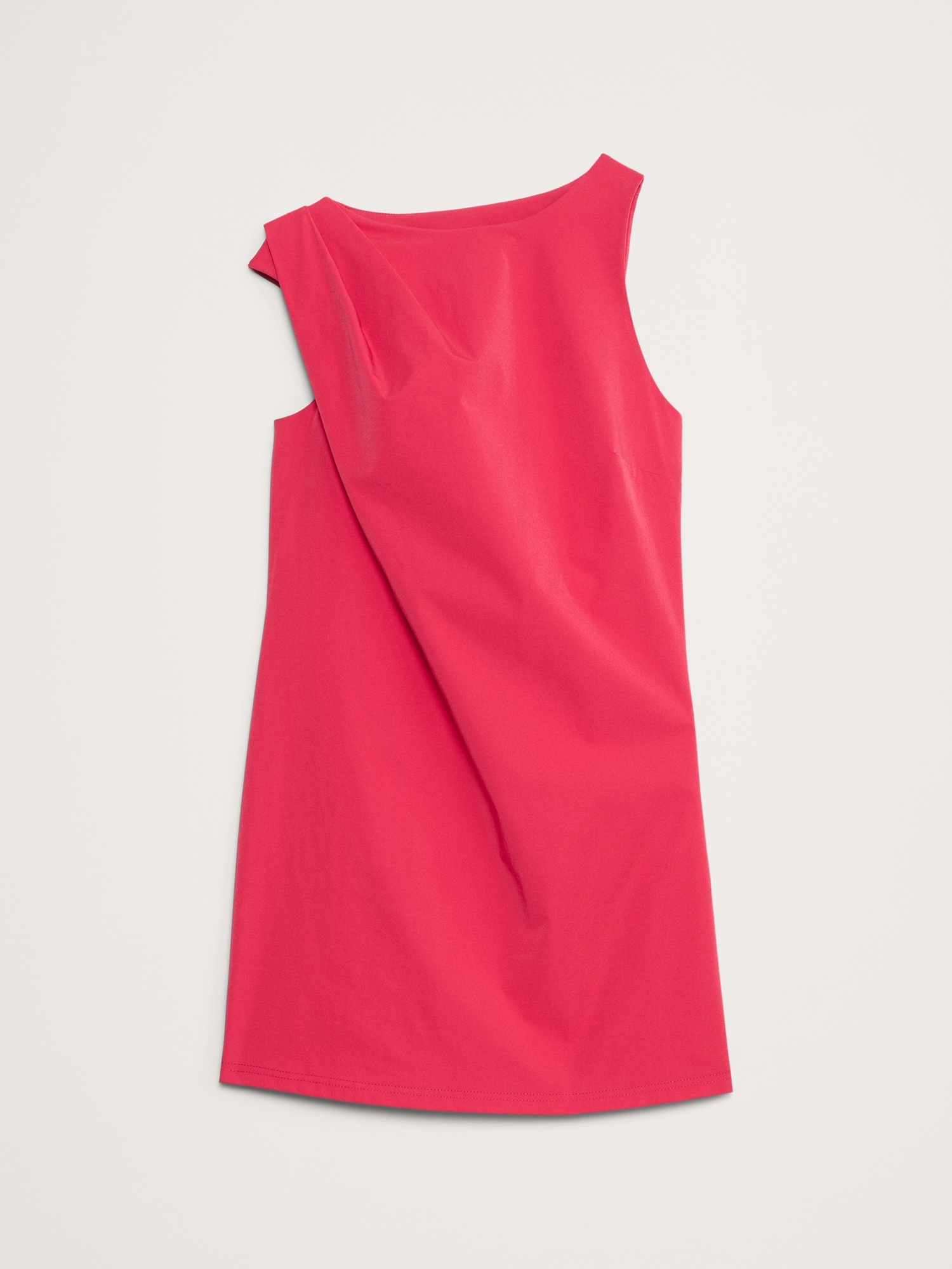 Tech-Stretch Draped Shift Dress