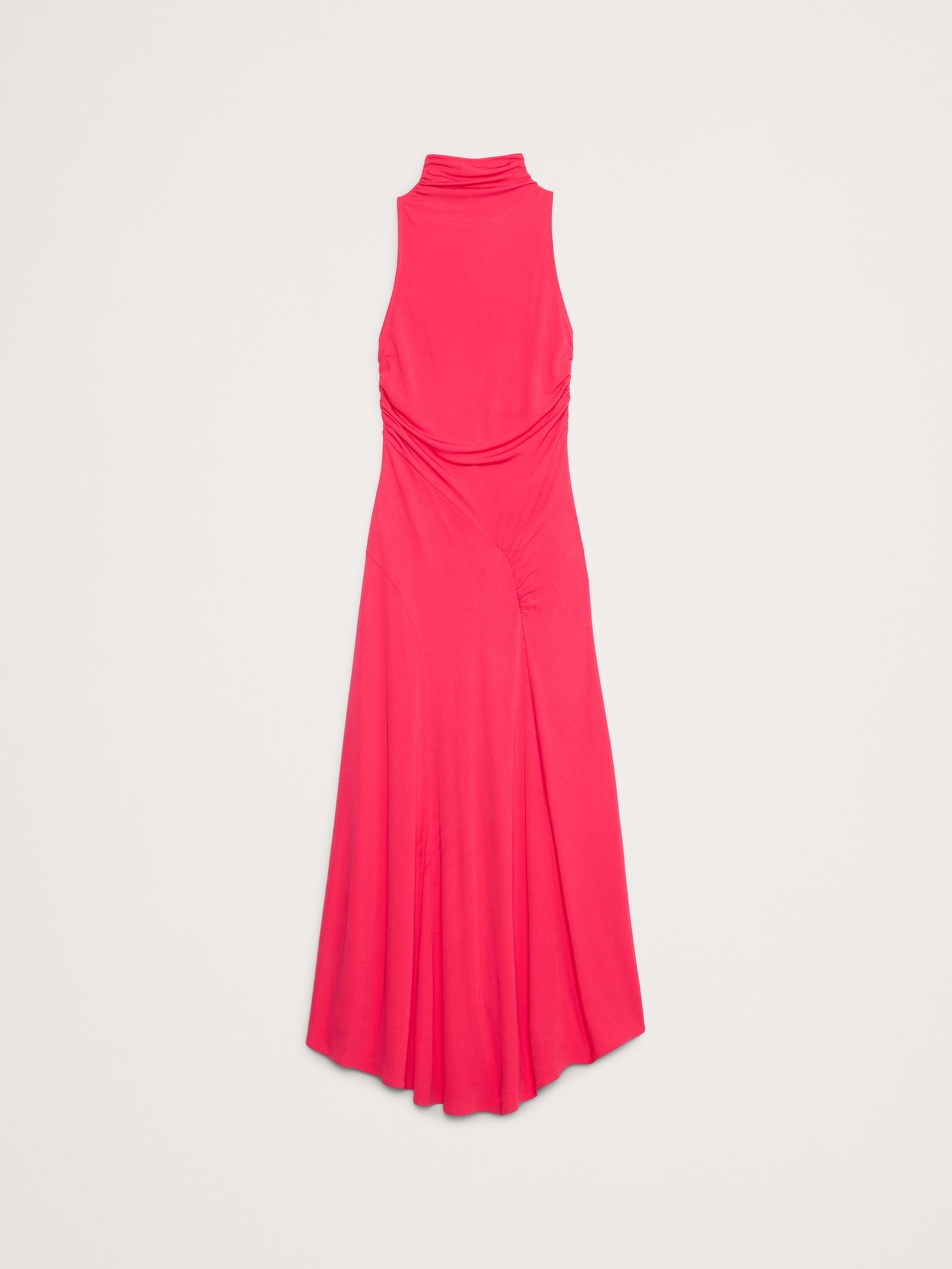 Jersey Knit Mock-Neck Maxi Dress