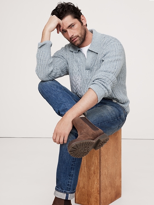Relaxed Cotton Cable-Knit Sweater Polo | Banana Republic