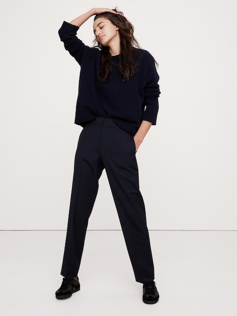 Ultra High-Rise Modern Slim Italian Lightweight Wool Ankle Pant