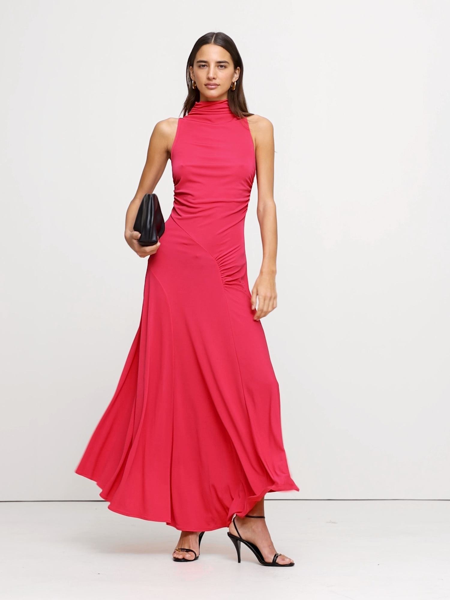 Женское платье Banana Republic Jersey Knit Mock-Neck Maxi, цвет: Коралловый — фото 5