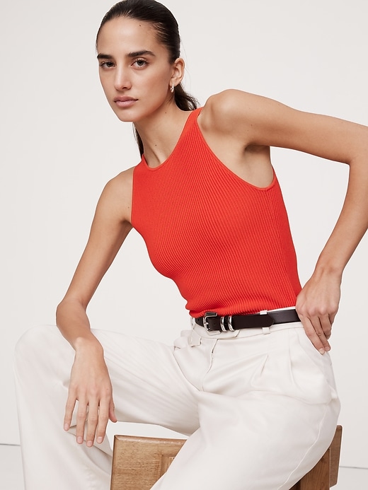 Sculpted Ribbed Tank | Banana Republic
