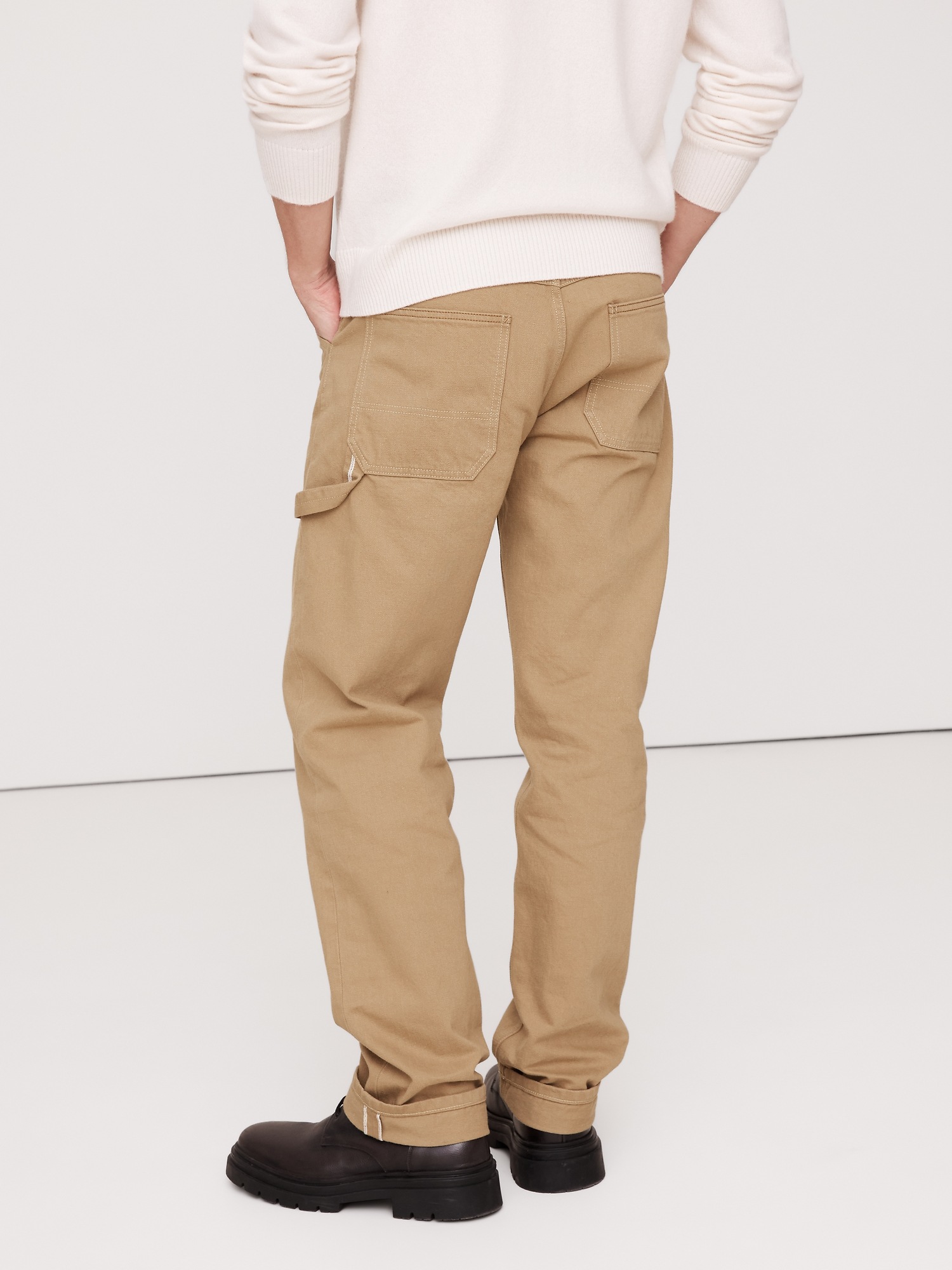 Мужские джинсы Banana Republic Straight Selvedge Utility Jean, цвет: Песочный бежевый — фото 3