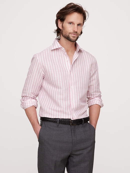 Slim-Fit Linen-Cotton Dress Shirt