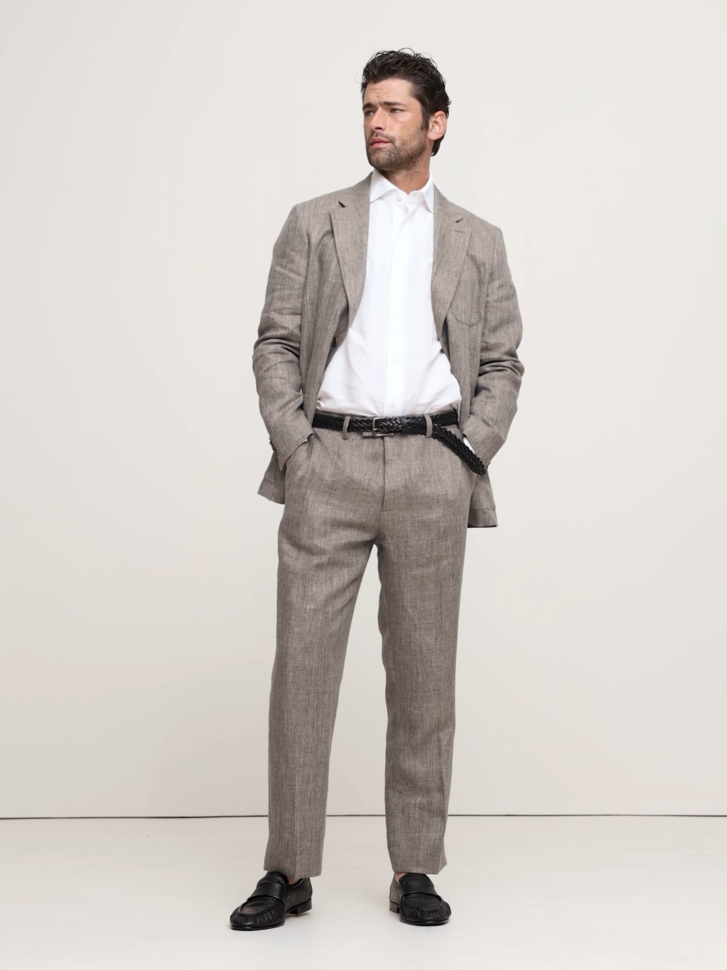 Image number 2 showing, Herringbone Linen Straight Suit Pant