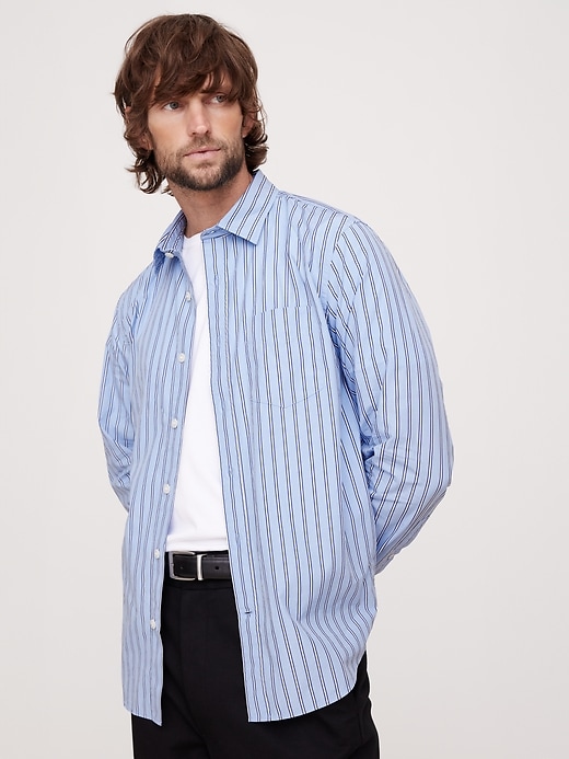 Standard-Fit Washed Cotton Poplin Shirt | Banana Republic
