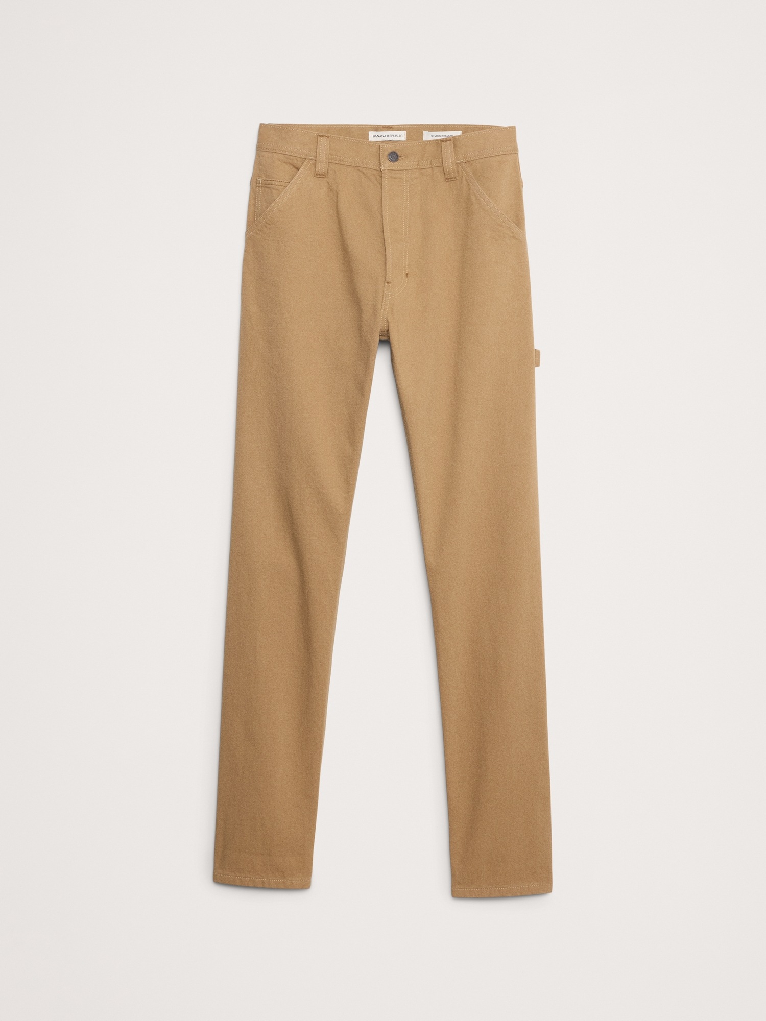 Мужские джинсы Banana Republic Straight Selvedge Utility Jean, цвет: Песочный бежевый — фото 4