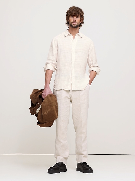 ★★ ★★ Regular Striped Linen Shirt T22F3WSH0 Billy Oversized Linen Shirt