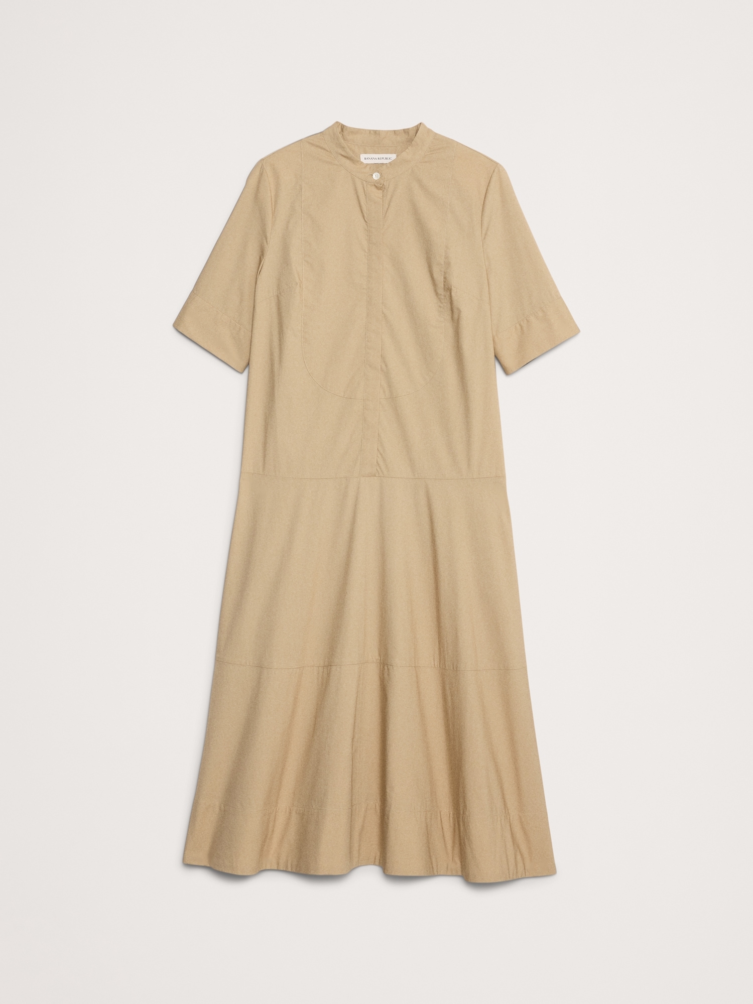 Poplin Bib-Front Midi Dress