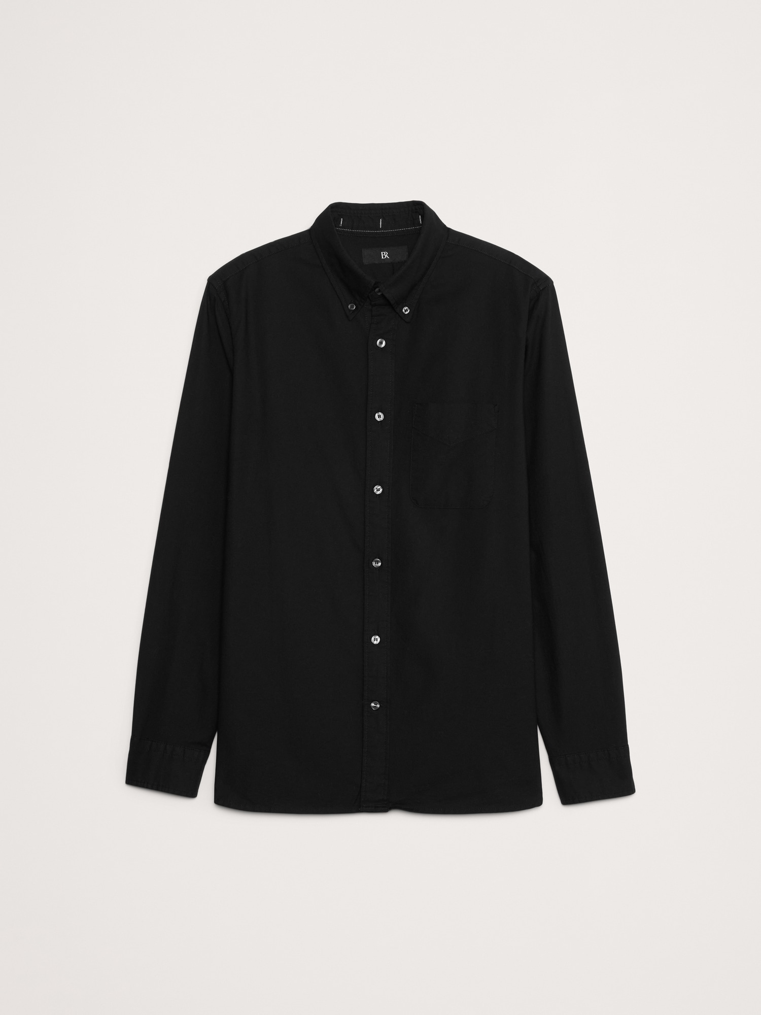 Мужская рубашка Banana Republic Standard-Fit Oxford, цвет: Чёрный — фото 4