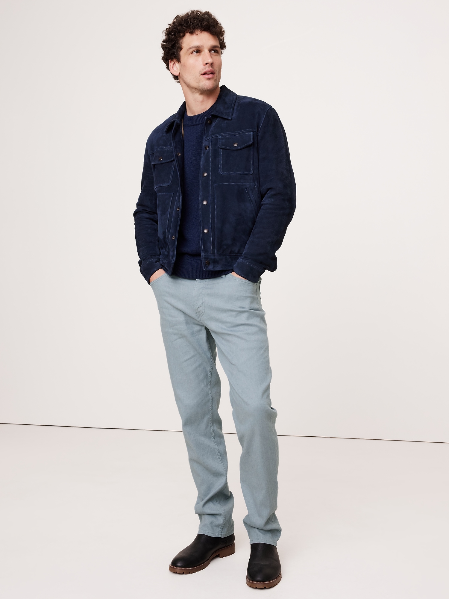 Straight Linen-Cotton Traveler Pant