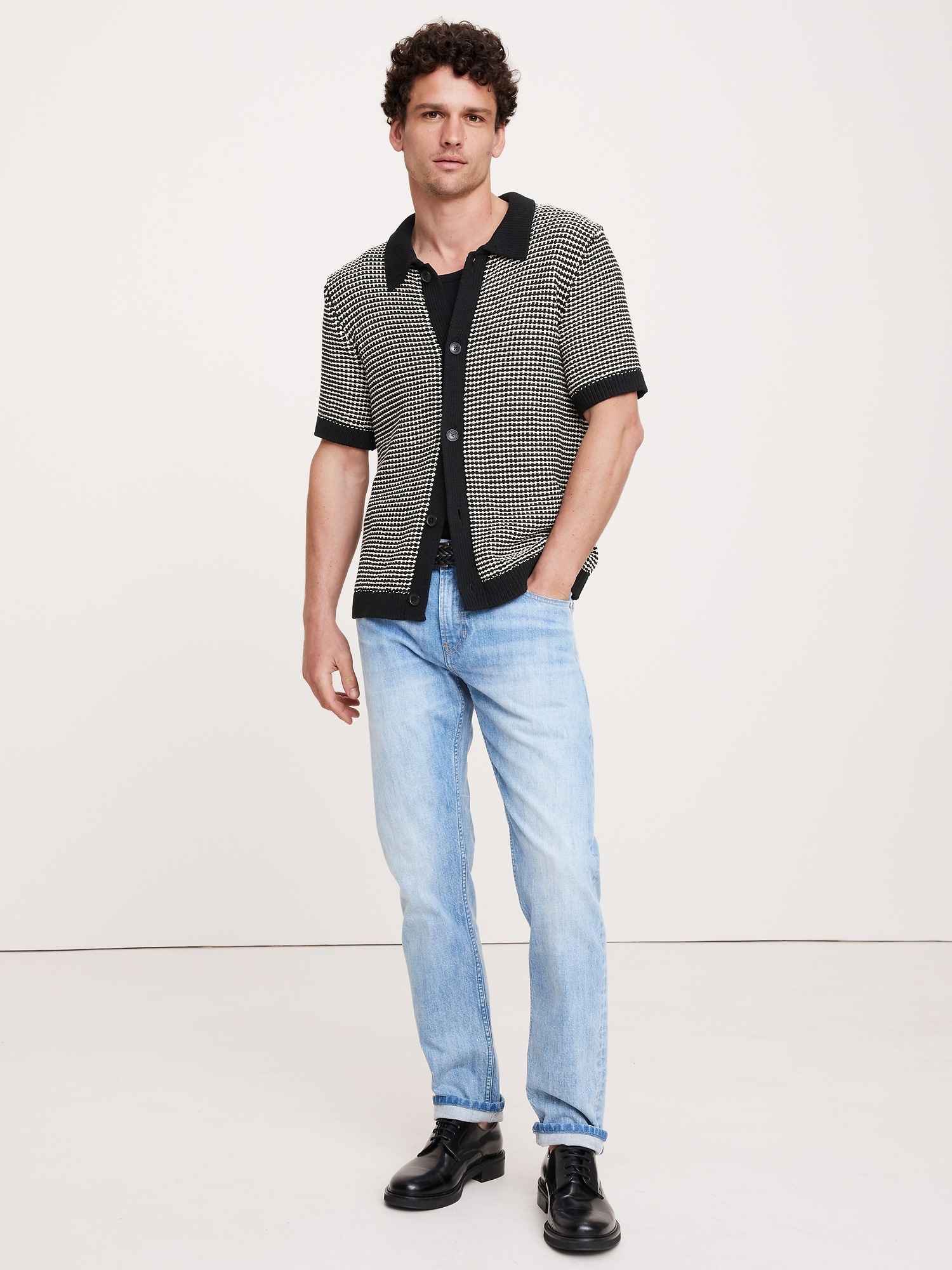 Waffle Button-Through Knit Shirt