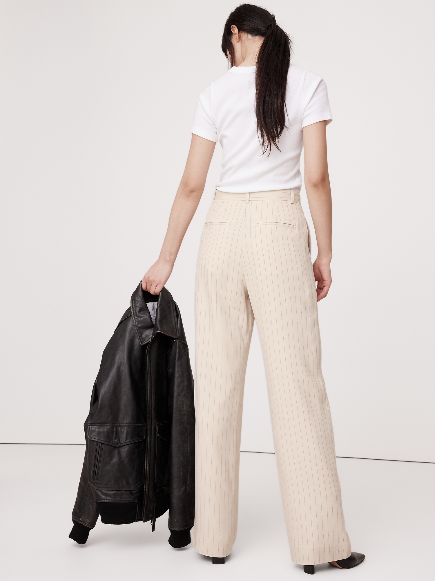 Soho High-Rise Wide-Leg Drapey Twill Pant