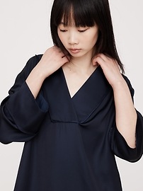 Relaxed Satin V-Neck Top