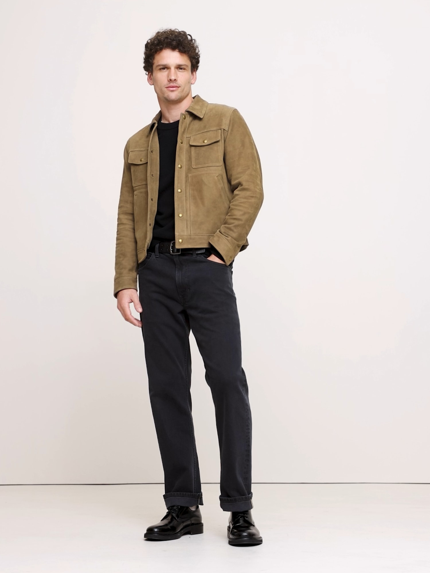 Image number 2 showing, Nubuck Leather Trucker Jacket