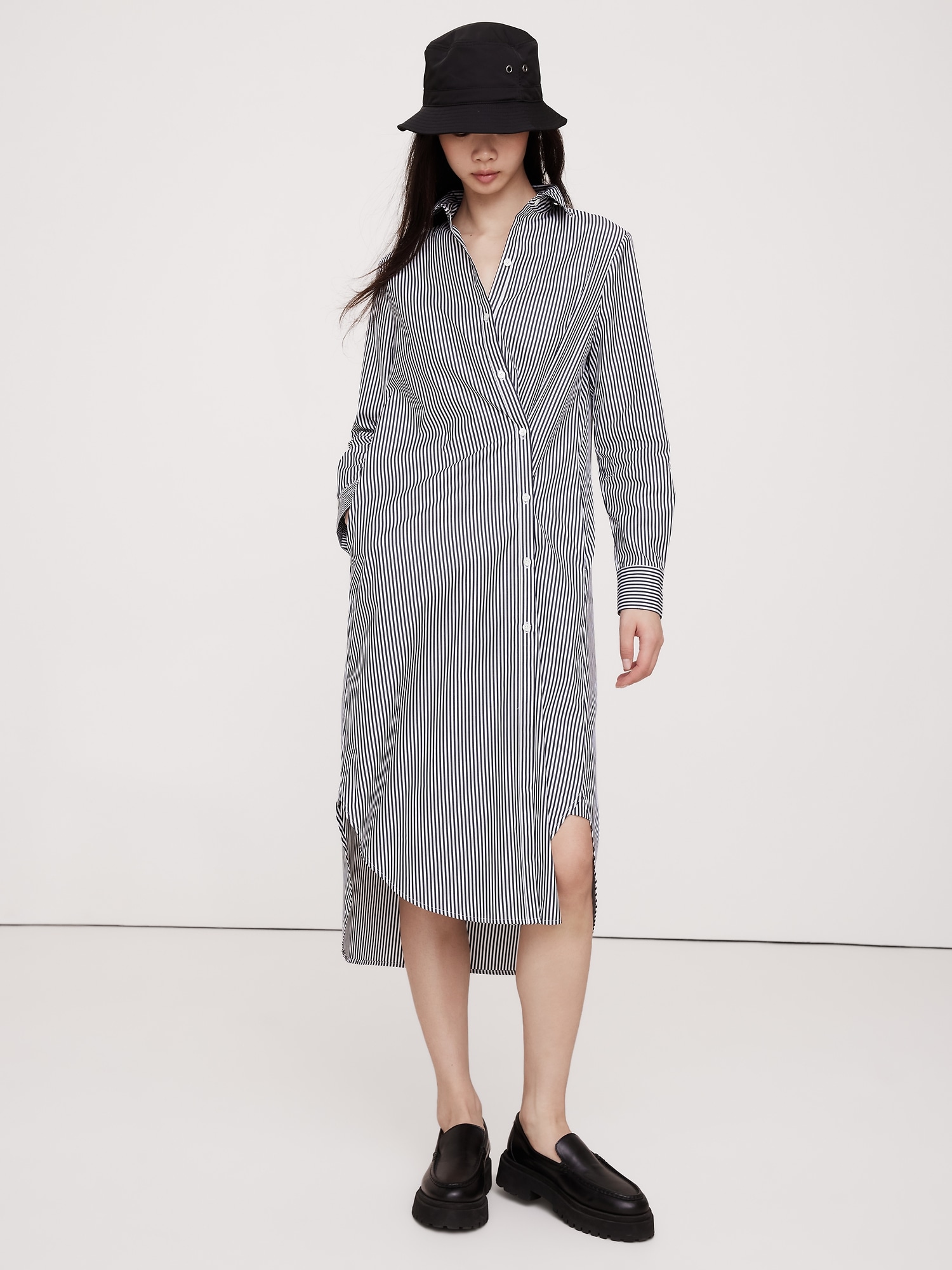 Poplin Asymmetrical Shirt Dress