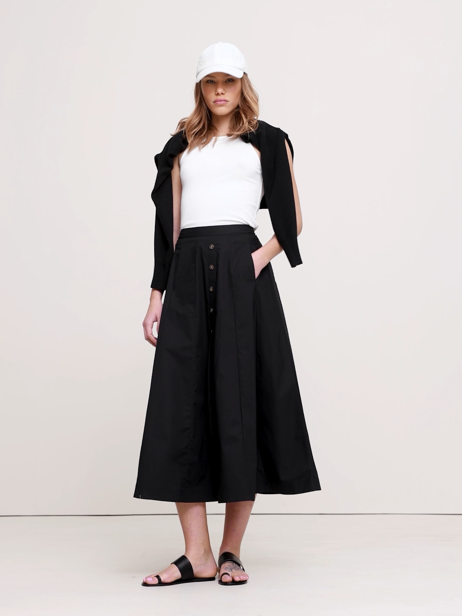 Image number 2 showing, Cotton Poplin Button-Down Long Midi Skirt