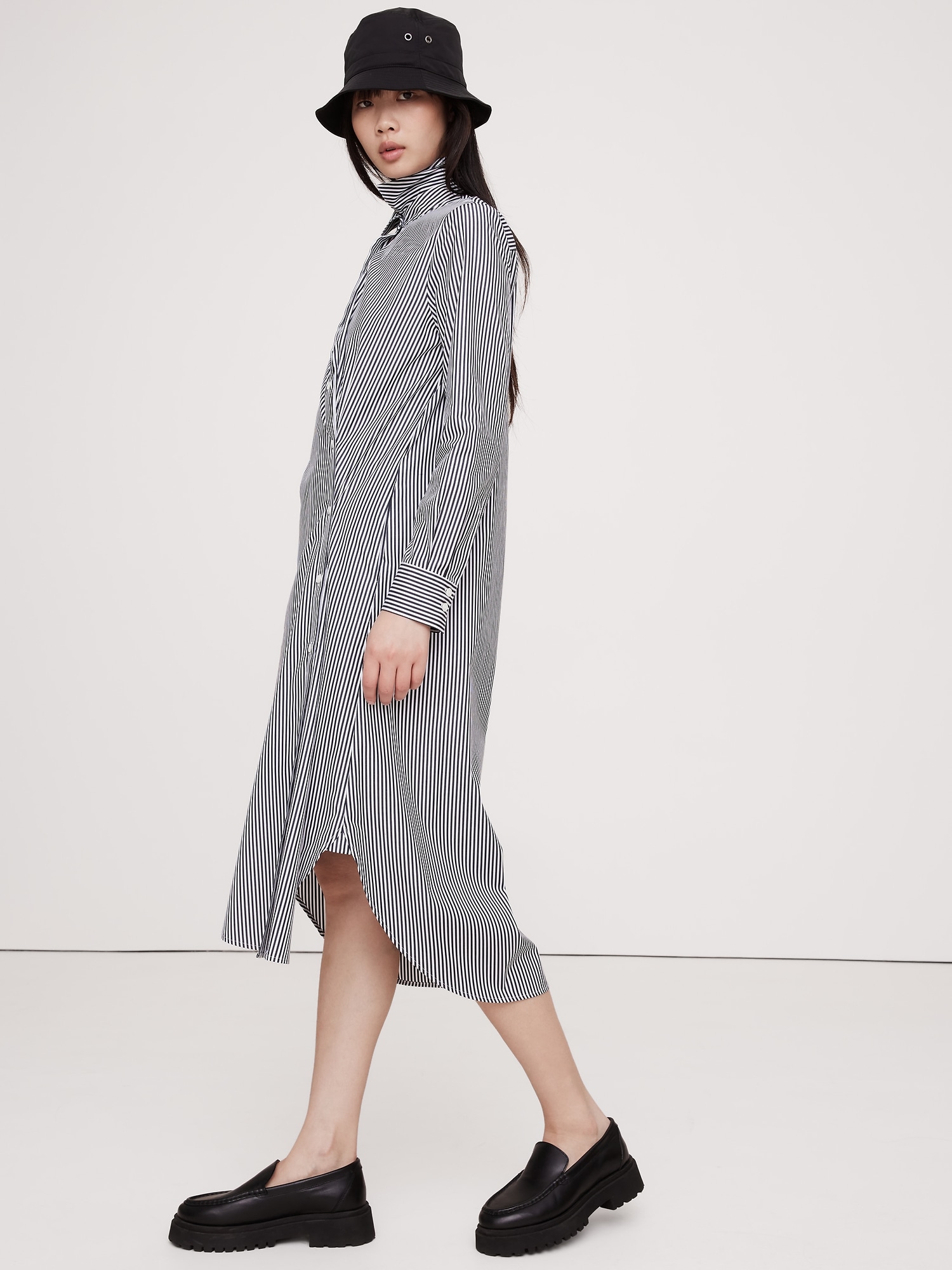 Poplin Asymmetrical Shirt Dress