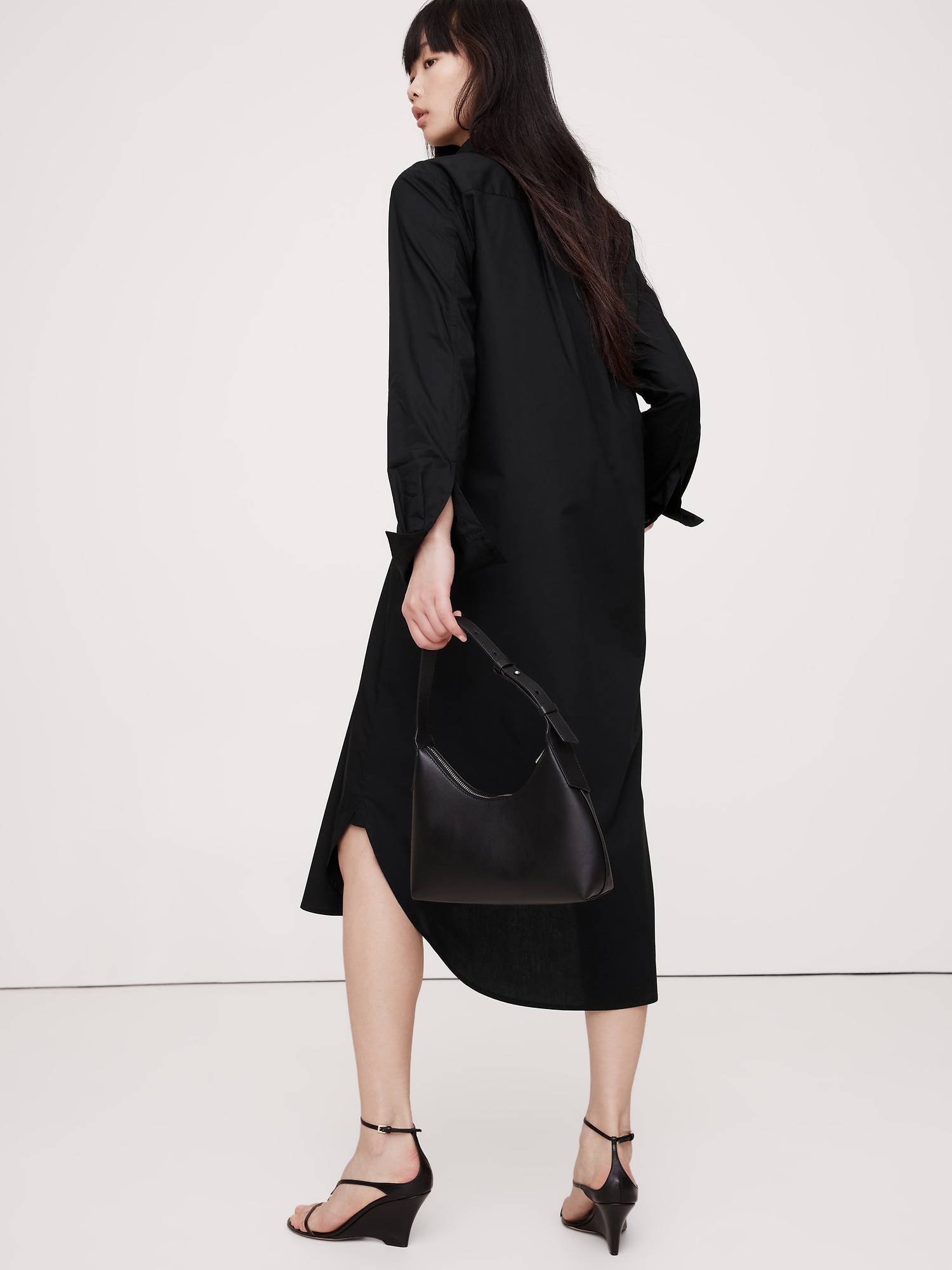 Poplin Asymmetrical Shirt Dress