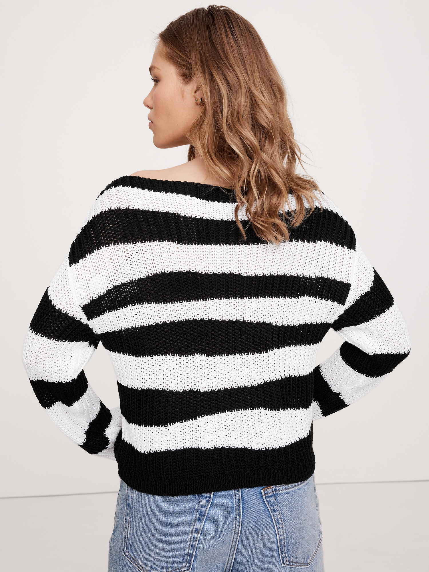 Relaxed Cotton Boat-Neck Sweater