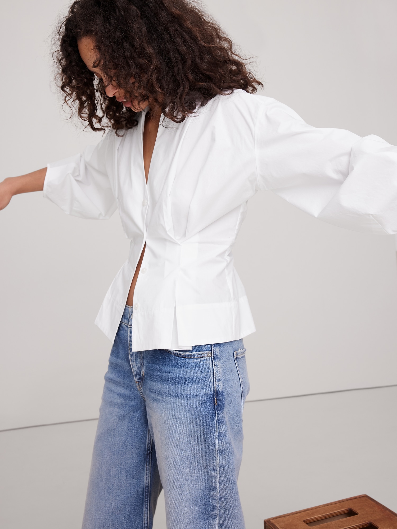 Poplin Cinched-Waist Shirt