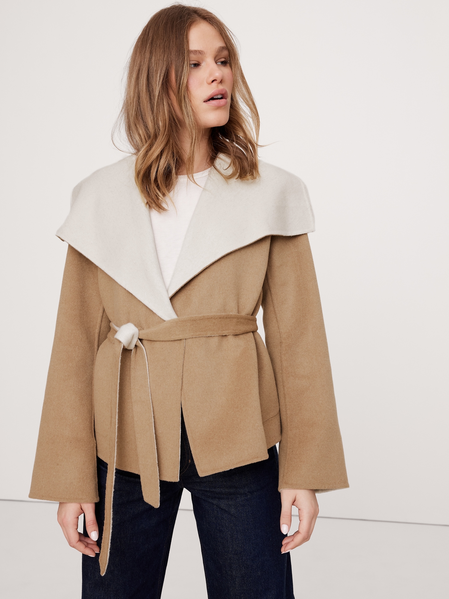 Reversible Double-Faced Short Wrap Coat