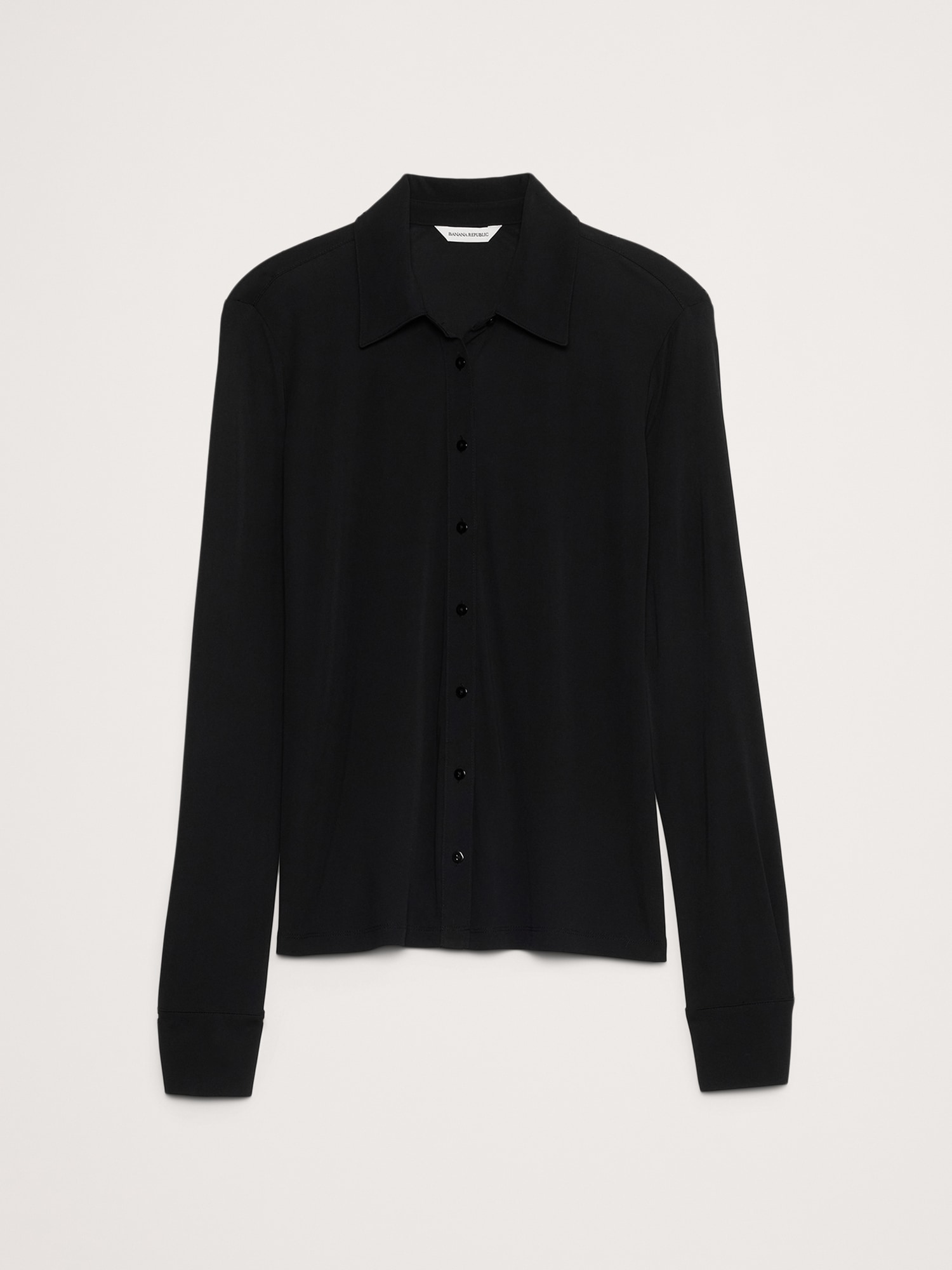 Crepe Knit Button-Down Shirt