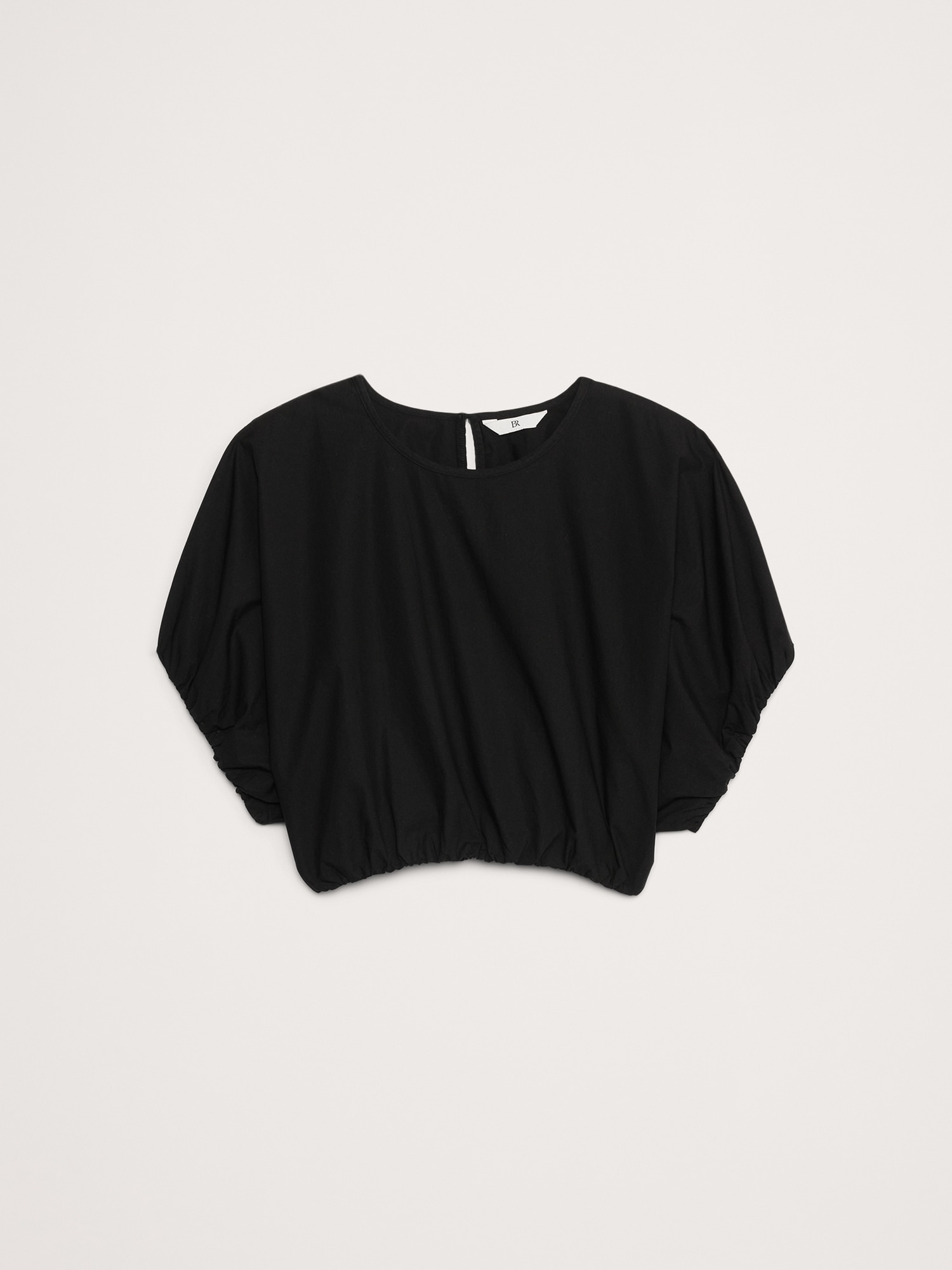 Poplin Bubble-Hem Cropped Top