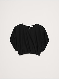 Cotton Poplin Bubble-Hem Cropped Top