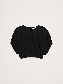 Cotton Poplin Bubble-Hem Cropped Top