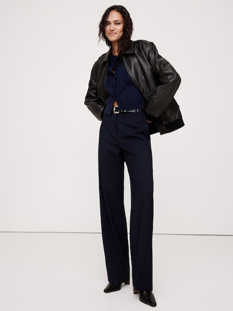 Ultra High-Rise Modern Straight Italian Lightweight Wool Pant