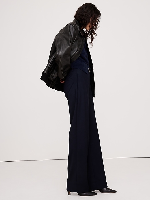 High-Rise Modern Straight Italian Wool Pant