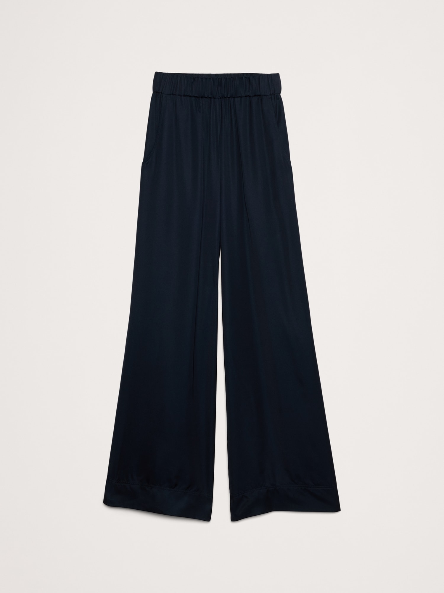 Pull-On Wide Leg Satin Pant