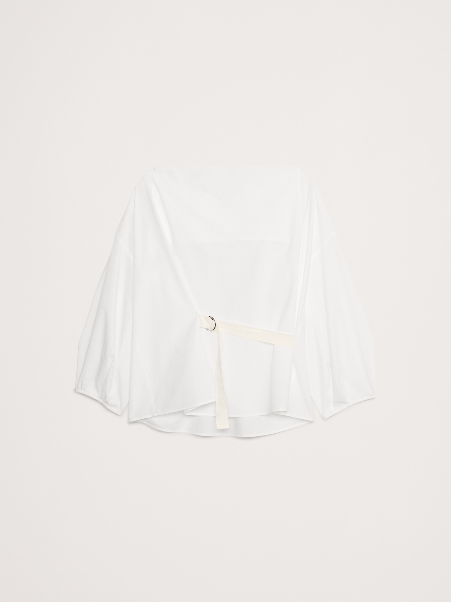 Reversible Poplin Cowl-Neck Tie-Waist Top