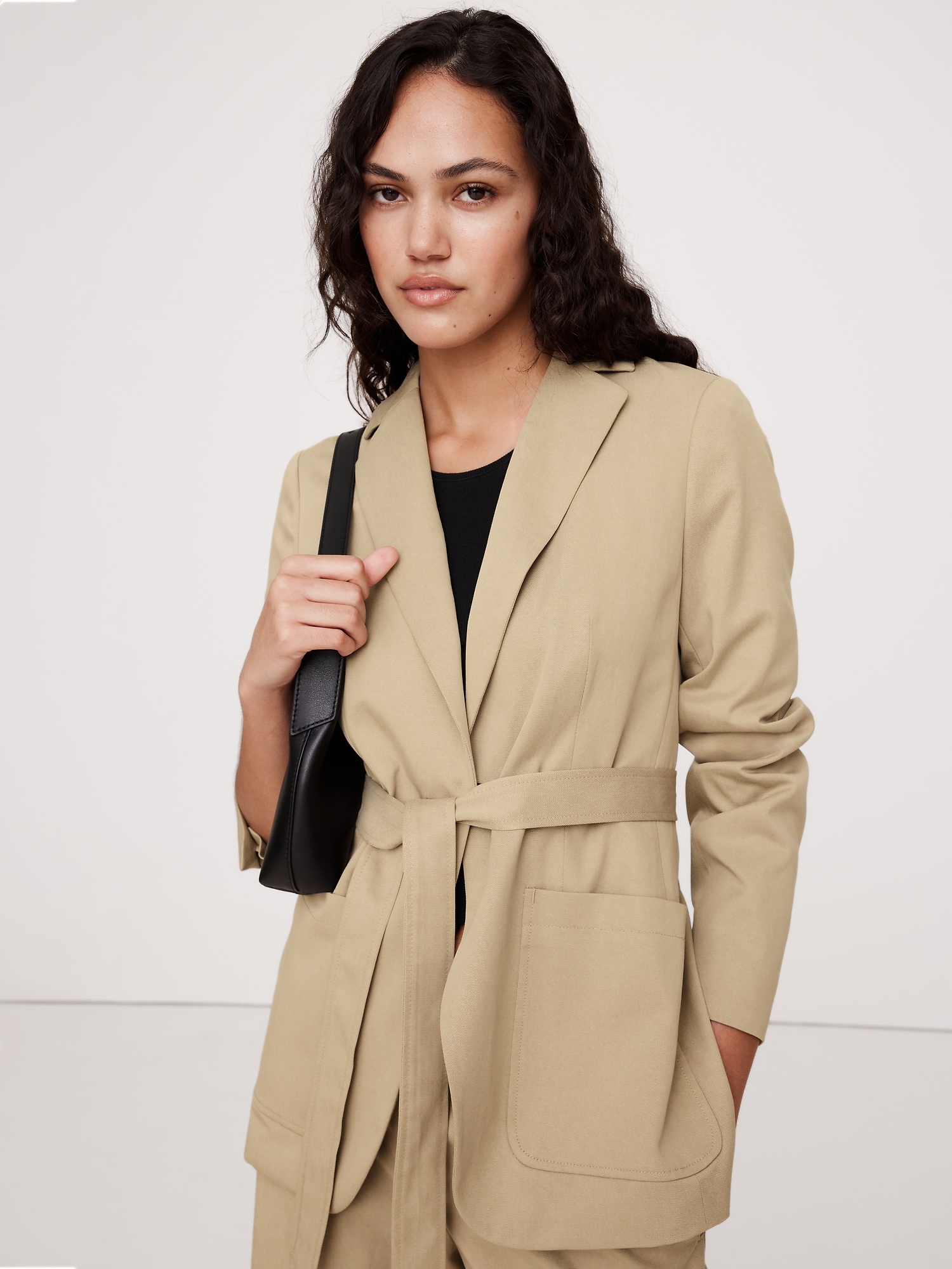 Relaxed Drapey Belted Blazer