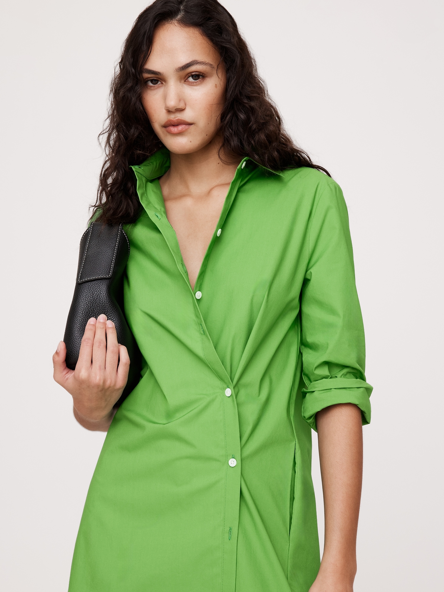 Poplin Asymmetrical Shirt Dress