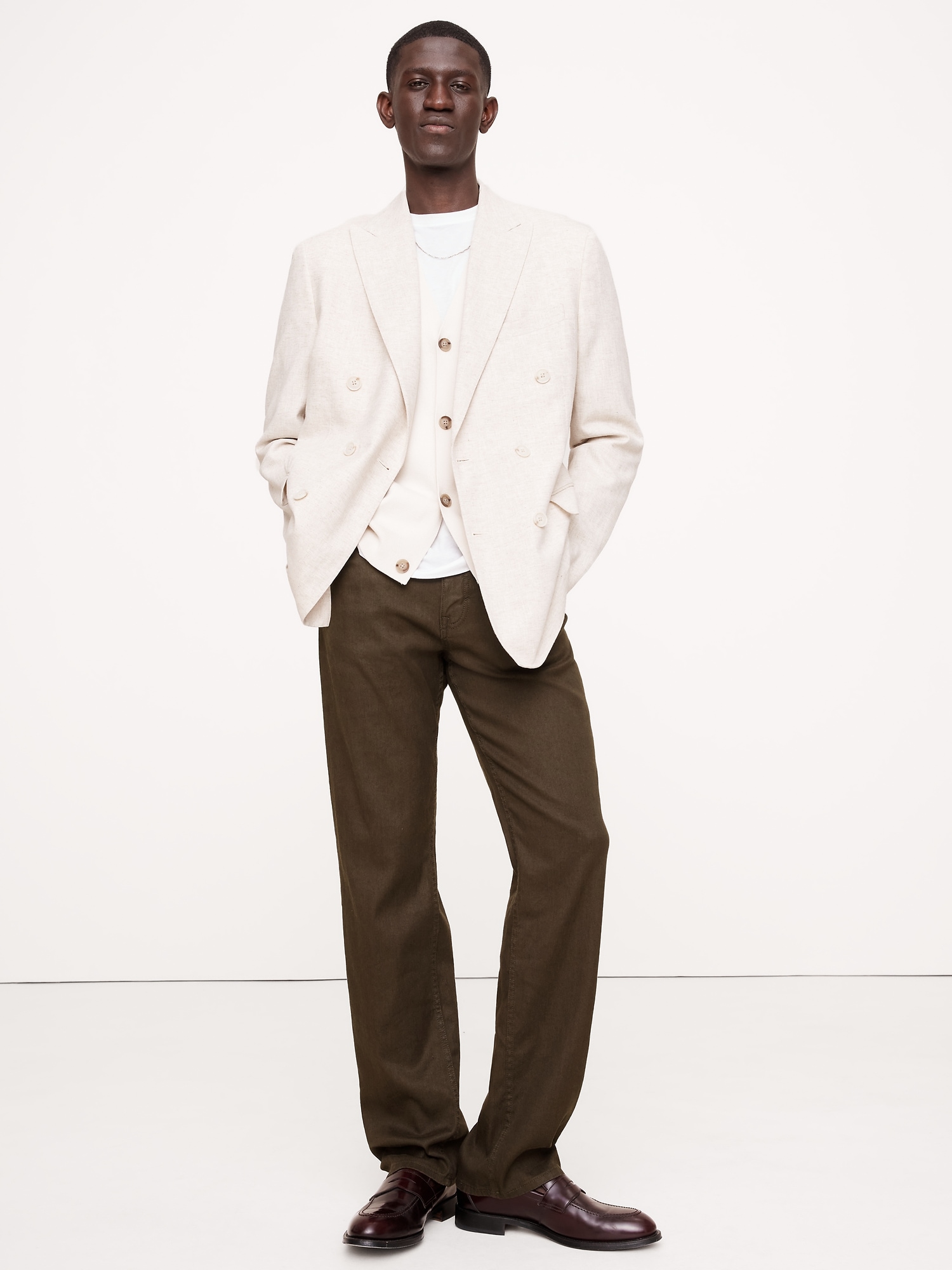 Straight Linen-Cotton Traveler Pant