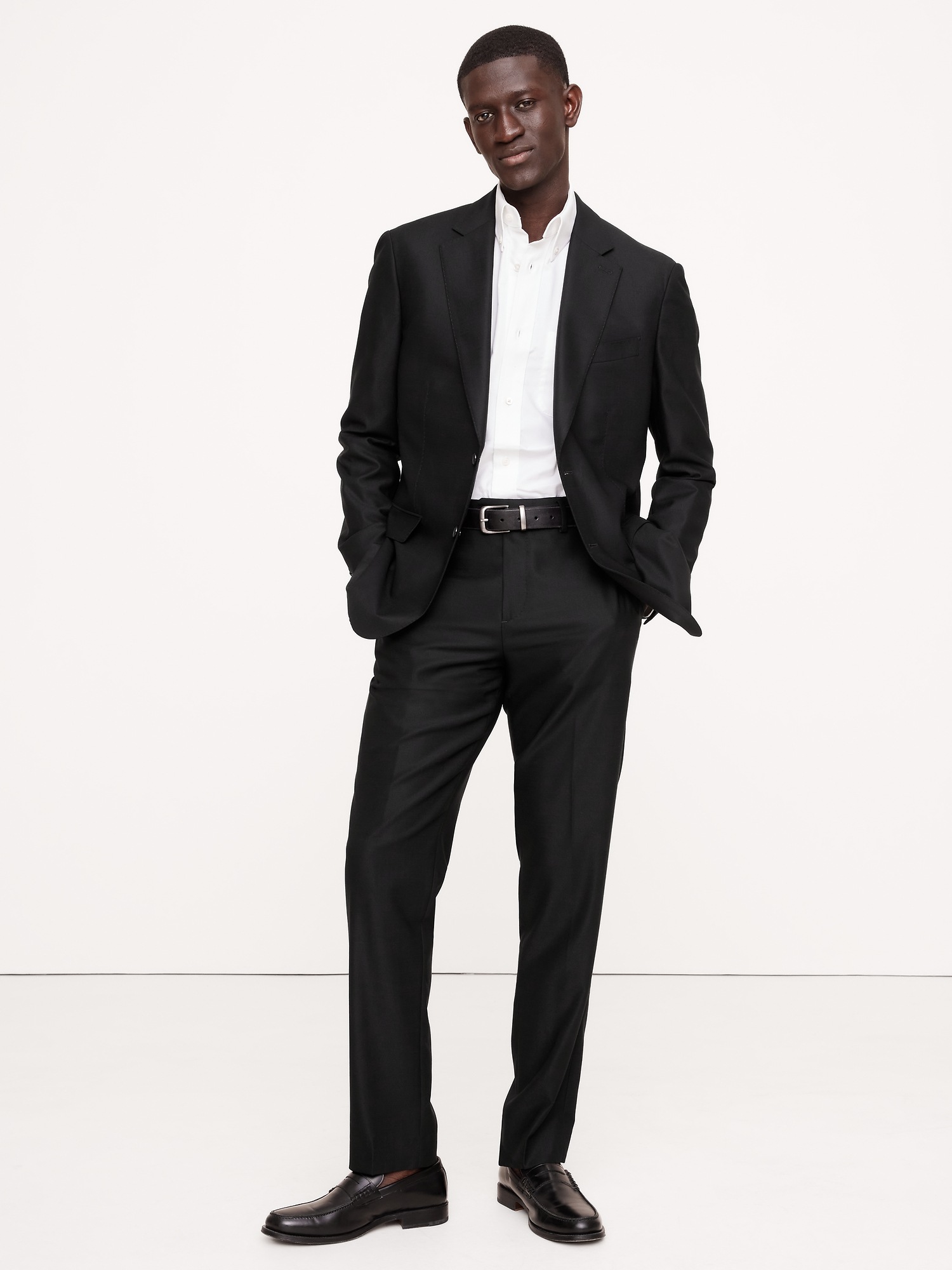 Мужские брюки Banana Republic Signature Italian Hopsack Suit Pant, цвет: Чёрный — фото 5