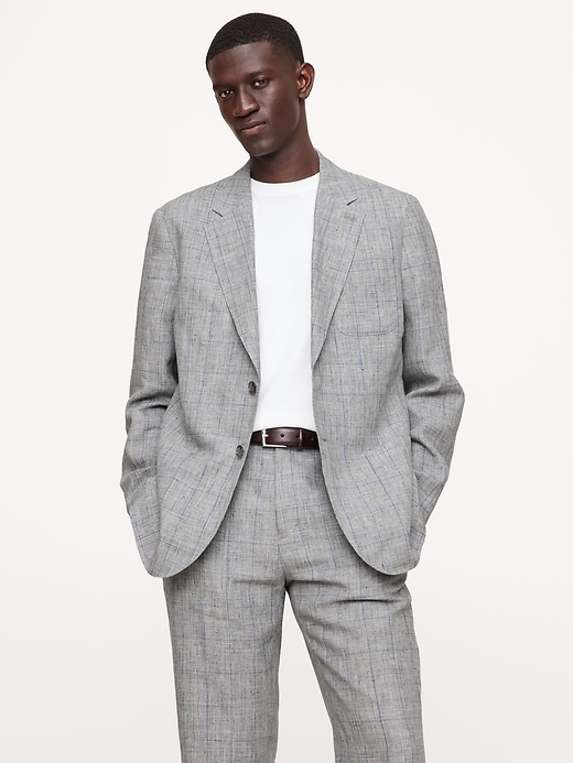 Plaid Linen Suit Jacket | Banana Republic
